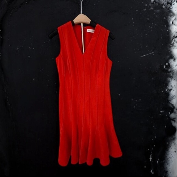 Calvin Klein red dress sleeveless small petite - Picture 1 of 5